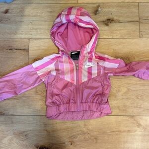 Nike Pink and White Striped Jacket